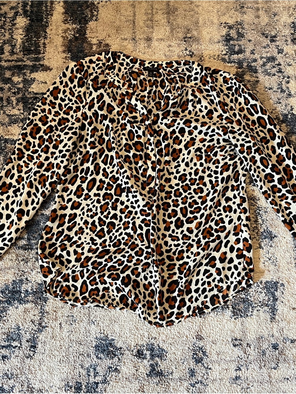 Talbots Leopard Print Blouse - Brown/Black/Cream